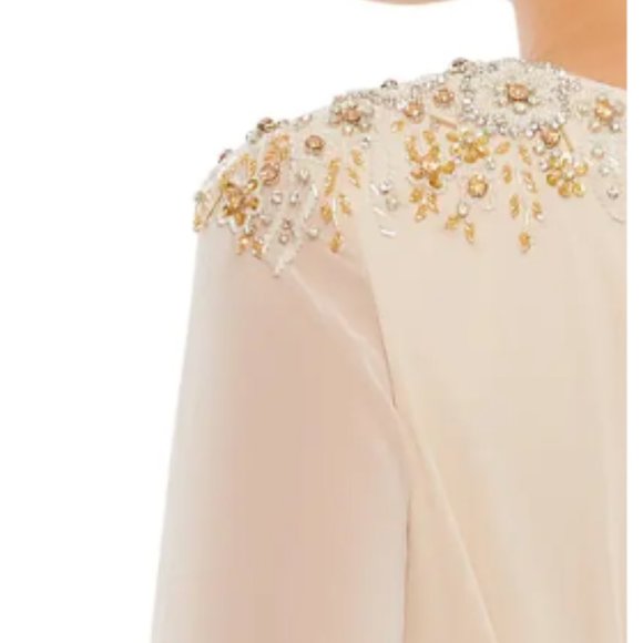 MAC DUGGAL 55694 EMBELLISHED SHOULDER BLOUSON SLEEVE PORCELAIN GOWN sz 16 - Picture 4 of 5